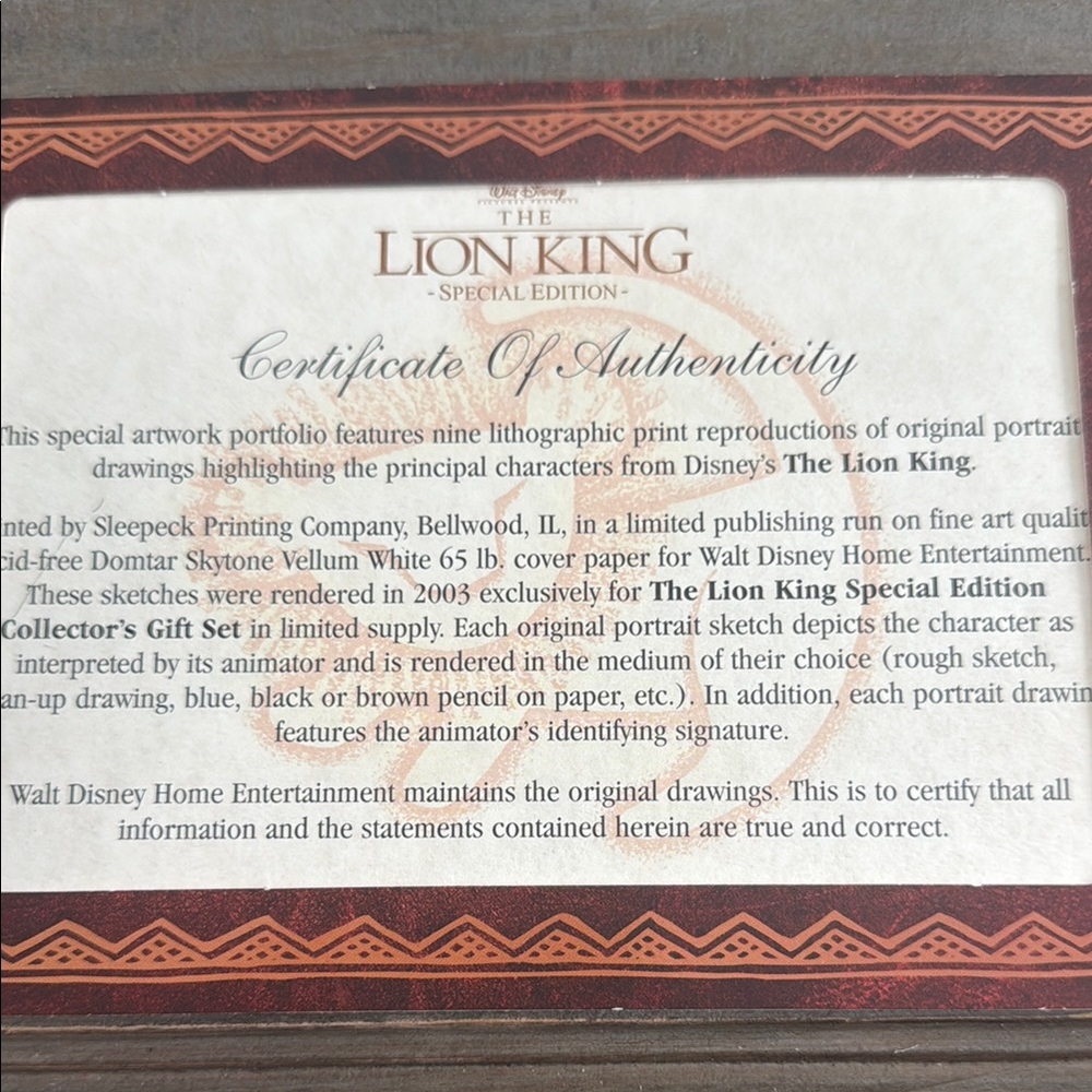 The Lion King Special Edition Character Portrait Drawings -2003